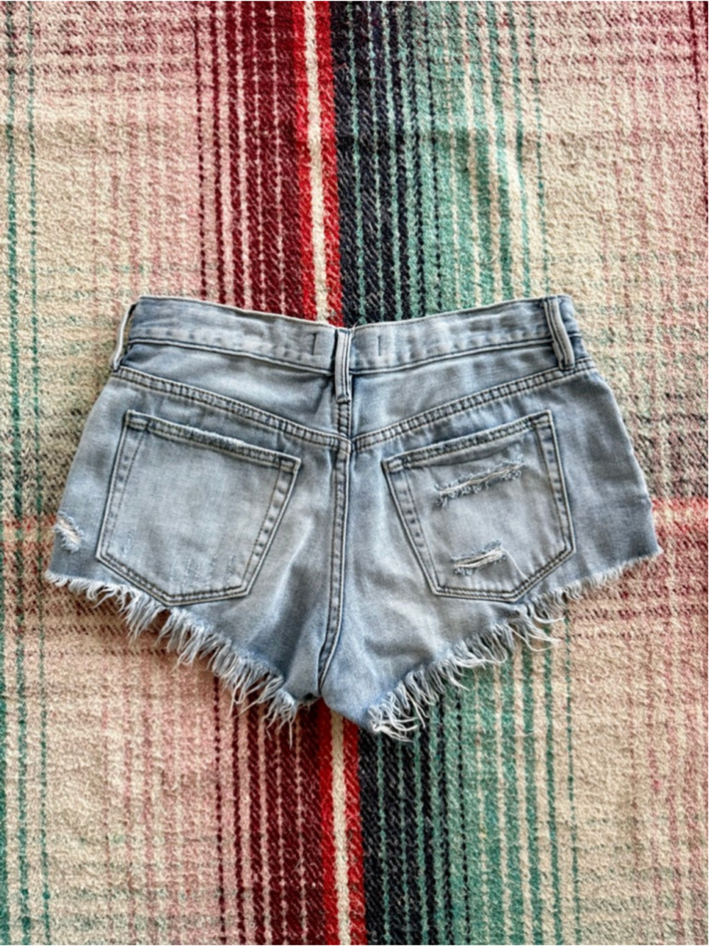 Women's Free People Light Blue Distressed Jean Shorts Size 25 - Picture 3 of 5